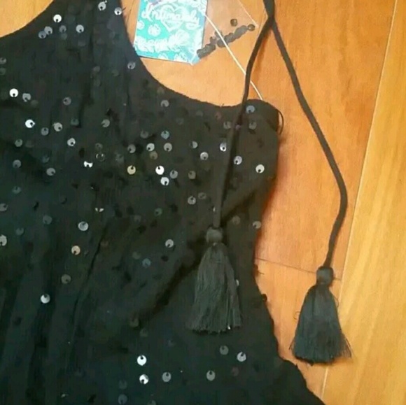 Free People Black Sequin Tassel Slip Mini Dress - Picture 4 of 8